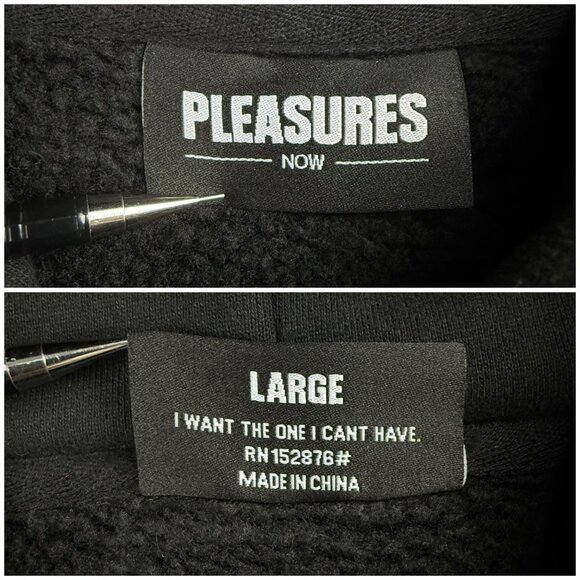 Pleasures Now Hoodie Mens Large L Black Neural Embroidered Fleece Sweatshirt 1 - Picture 3 of 11